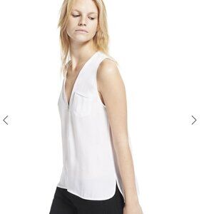 The Kooples White Tank Top with a Zip Neckline in Silk-Small